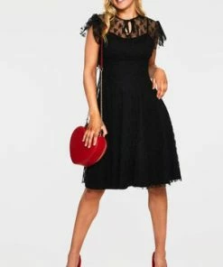 Voodoo Vixen Melody Lace Occasion Dress -ROCKABILLY TOPS Shop melody black lace occasion dress dra 9404 03.1039 300x