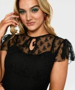Voodoo Vixen Melody Lace Occasion Dress -ROCKABILLY TOPS Shop melody black lace occasion dress dra 9404 04.1039 300x