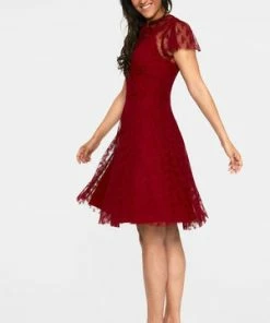 Voodoo Vixen Melody Lace Occasion Dress -ROCKABILLY TOPS Shop melody burgandy lace occasion dress dra 9405 02.1041 300x