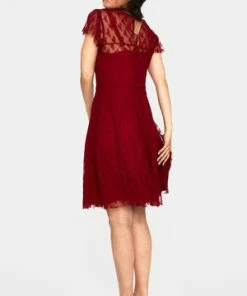 Voodoo Vixen Melody Lace Occasion Dress -ROCKABILLY TOPS Shop melody burgandy lace occasion dress dra 9405 05.1041 300x