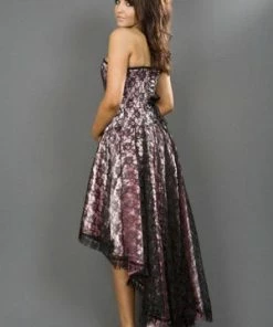 Burleska Mollflanders Corset Dress In Satin And Black Lace Overlay -ROCKABILLY TOPS Shop mollflanders corset dress in satin and black lace overlay burleska 5 300x