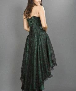 Burleska Mollflanders Corset Dress In Satin And Black Lace Overlay -ROCKABILLY TOPS Shop mollflanders corset dress in satin and black lace overlay burleska 7 300x