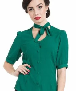 Voodoo Vixen Neck Bow Button Down Blouse