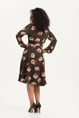 Voodoo Vixen Nora Floral 40s Style Tea Dress 4 Voodoo Vixen Nora Floral 40s Style Tea Dress - Image 2