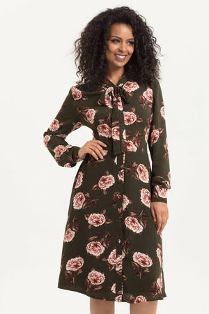 Voodoo Vixen Nora Floral 40s Style Tea Dress 3 Voodoo Vixen Nora Floral 40s Style Tea Dress