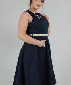 Voodoo Vixen Nyla Sailor Dress With Button Detailing -ROCKABILLY TOPS Shop nyla sailor dress with button detailing voodoo vixen 6 300x