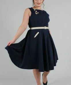 Voodoo Vixen Nyla Sailor Dress With Button Detailing -ROCKABILLY TOPS Shop nyla sailor dress with button detailing voodoo vixen 7 300x