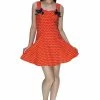 Dr Faust Orange Black Polka Dot Mini Dress - Vera 1 Dr Faust Orange Black Polka Dot Mini Dress - Vera -ROCKABILLY TOPS Shop orange black polka dot mini dress vera dr faust 300x