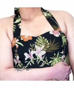 Dr Faust Palm Trees And Exotic Flowers Black Plus Size Retro Midi Dress - Marrama -ROCKABILLY TOPS Shop palm trees and exotic flowers black plus size retro midi dress marrama dr faust 3 300x