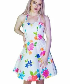 Dr Faust Pastel Flowers White Mini Dress - Armelle