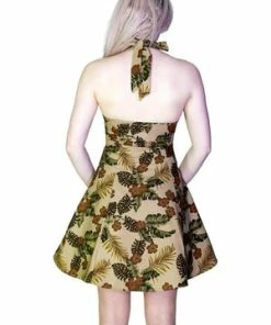 Dr Faust Peanut Brown Flowers Vintage Mini Dress - Joan -ROCKABILLY TOPS Shop peanut brown flowers vintage mini dress joan dr faust 2 300x