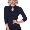 Banned Peek A Boo Mandarin Collar Top 1 Banned Peek A Boo Mandarin Collar Top -ROCKABILLY TOPS Shop peek a boo mandarin collar top banned 300x