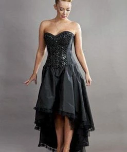 Burleska Phoenix Maxi Prom Dress In Black Taffeta