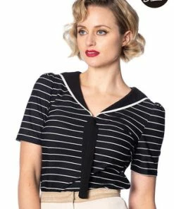 Banned Pier Stripe Jersey Top -ROCKABILLY TOPS Shop pier stripe jersey top banned 7 300x
