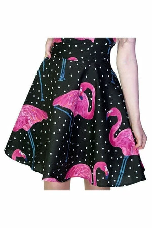 Dr Faust Pink Flamingo White Polka Black Mini Dress - Flo 5 Dr Faust Pink Flamingo White Polka Black Mini Dress - Flo - Image 3