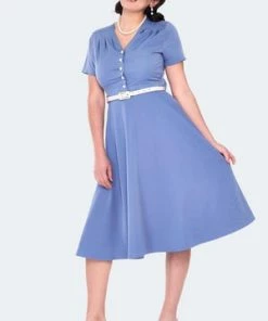 Voodoo Vixen Pleated Shoudler V Neck Dress -ROCKABILLY TOPS Shop pleated shoudler v neck dress dra 9533 02.1401 300x