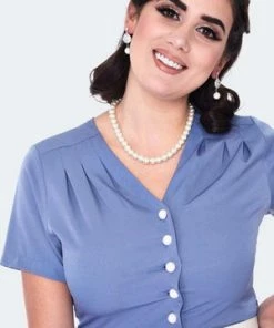 Voodoo Vixen Pleated Shoudler V Neck Dress -ROCKABILLY TOPS Shop pleated shoudler v neck dress dra 9533 04.1401 300x