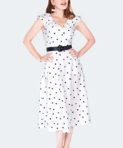 Voodoo Vixen Polka Dot Wide Collar Midi Flare Dress -ROCKABILLY TOPS Shop polka dot wide collar midi flare dress dra 9517 01.1358 25f34e96 338c 4c7c 8409 4418fc1b371a 300x
