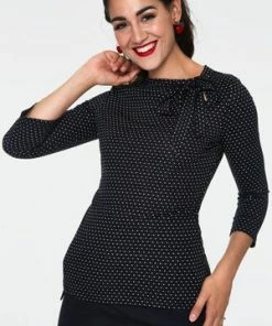 Voodoo Vixen Posie Polka Dot Neck Tie -ROCKABILLY TOPS Shop posie black polka dot neck tie tpa 2250 04.947 300x