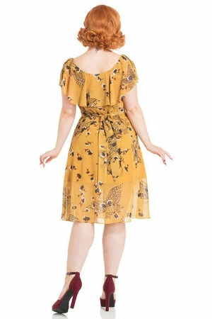 Voodoo Vixen Posy Yellow Butterfly Dress 3 Voodoo Vixen Posy Yellow Butterfly Dress - Image 2