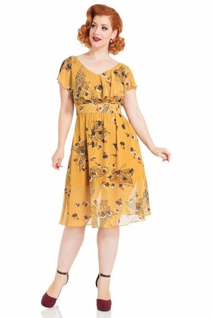 Voodoo Vixen Posy Yellow Butterfly Dress 4 Voodoo Vixen Posy Yellow Butterfly Dress - Image 3