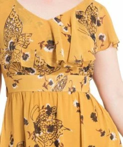 Voodoo Vixen Posy Yellow Butterfly Dress 10 Voodoo Vixen Posy Yellow Butterfly Dress -ROCKABILLY TOPS Shop posy yellow butterfly dress voodoo vixen 4 300x