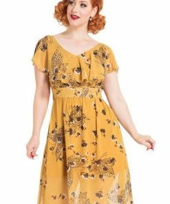 Voodoo Vixen Posy Yellow Butterfly Dress