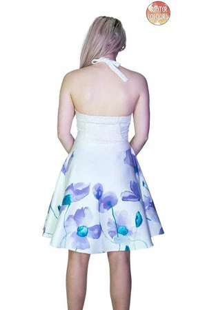 Dr Faust Purple And Blue Flowers White Mini Dress - Paloma 4 Dr Faust Purple And Blue Flowers White Mini Dress - Paloma - Image 2