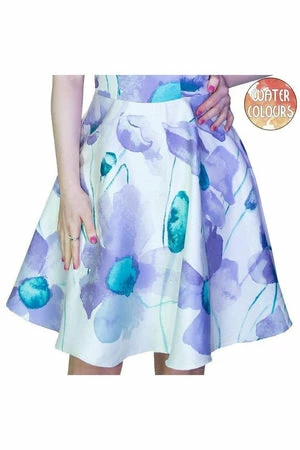 Dr Faust Purple And Blue Flowers White Mini Dress - Paloma 5 Dr Faust Purple And Blue Flowers White Mini Dress - Paloma - Image 3