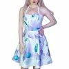 Dr Faust Purple And Blue Flowers White Mini Dress - Paloma -ROCKABILLY TOPS Shop purple and blue flowers white mini dress paloma dr faust 300x