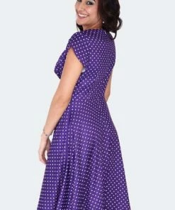 Voodoo Vixen Retro Polka Dot Dress 18 Voodoo Vixen Retro Polka Dot Dress -ROCKABILLY TOPS Shop purple polka dot dress dra 9537 05.1379 300x