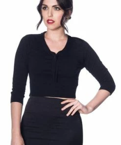 Banned Pussy Bow Top Knit Fabric