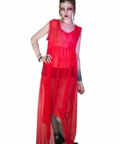Dr Faust Ravishing Red Long Sheer Dress - Lacey 9 Dr Faust Ravishing Red Long Sheer Dress - Lacey -ROCKABILLY TOPS Shop ravishing red long sheer dress lacey dr faust 4 300x