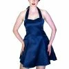 Dr Faust Raw Silk Blue Mini Dress - Willow 2 Dr Faust Raw Silk Blue Mini Dress - Willow -ROCKABILLY TOPS Shop raw silk blue mini dress willow dr faust 300x