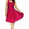 Dr Faust Raw Silk Hot Pink Midi Dress - Alexandra -ROCKABILLY TOPS Shop raw silk hot pink midi dress alexandra dr faust 300x
