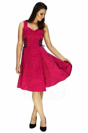 Dr Faust Raw Silk Hot Pink Midi Dress - Alexandra 3 Dr Faust Raw Silk Hot Pink Midi Dress - Alexandra