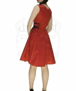 Dr Faust Raw Silk Red Midi Dress - Paige 5 Dr Faust Raw Silk Red Midi Dress - Paige -ROCKABILLY TOPS Shop raw silk red midi dress paige dr faust 2 300x