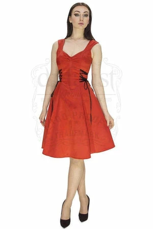 Dr Faust Raw Silk Red Midi Dress - Paige 3 Dr Faust Raw Silk Red Midi Dress - Paige