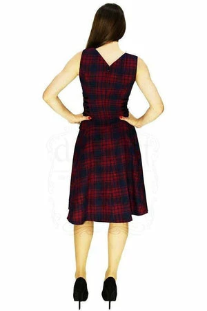 Dr Faust Red And Blue Tartan Woven Midi Dress - Jasmine 4 Dr Faust Red And Blue Tartan Woven Midi Dress - Jasmine - Image 2