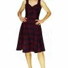 Dr Faust Red And Blue Tartan Woven Midi Dress - Jasmine -ROCKABILLY TOPS Shop red and blue tartan woven midi dress jasmine dr faust 300x