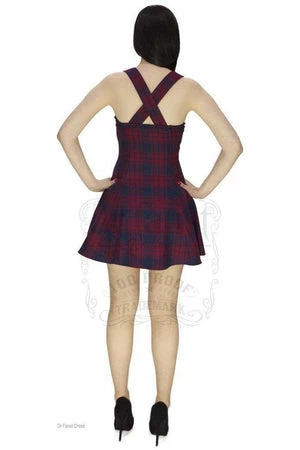 Dr Faust Red And Blue Tartan Woven Mini Dress - Ella 4 Dr Faust Red And Blue Tartan Woven Mini Dress - Ella - Image 2