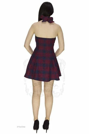 Dr Faust Red And Blue Tartan Woven Mini Dress - Ella 6 Dr Faust Red And Blue Tartan Woven Mini Dress - Ella - Image 4