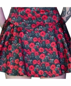 Dr Faust Red And Grey Roses Mini Dress - Edith -ROCKABILLY TOPS Shop red and grey roses mini dress edith dr faust 3 300x