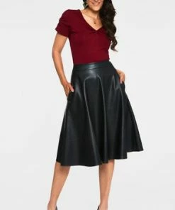 Voodoo Vixen Rhiannon Bow V-Neck Top -ROCKABILLY TOPS Shop rhiannon burgandy bow v neck top tpa 2458 02.1066 300x