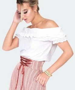 Voodoo Vixen Ruffle Neck Milkmaid Top -ROCKABILLY TOPS Shop ruffle neck milkmaid top tpa 2545 02.1419 300x