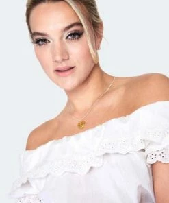 Voodoo Vixen Ruffle Neck Milkmaid Top -ROCKABILLY TOPS Shop ruffle neck milkmaid top tpa 2545 04.1419 300x