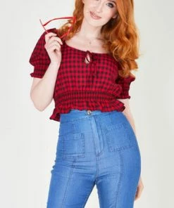 Voodoo Vixen Sadie Gingham Top 24 Voodoo Vixen Sadie Gingham Top -ROCKABILLY TOPS Shop sadie red gingham top tpa 1982 03.456 300x