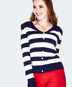 Voodoo Vixen Sailor Collar Stripe Cardigan