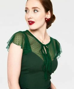 Voodoo Vixen Samantha Polka Mesh Top -ROCKABILLY TOPS Shop samantha green mesh top tpa 2469 02.1076 300x