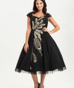 Voodoo Vixen Scarlett Peacock Occasion Gown -ROCKABILLY TOPS Shop scarlett peacock occasion gown voodoo vixen 3 300x